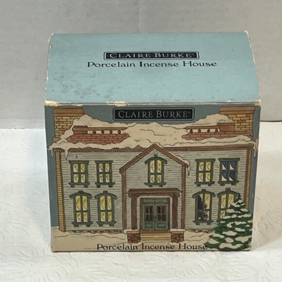 VTG Claire Burke Christmas Memories Porcelain Incense House 1990 Winter Snow - Picture 8 of 16